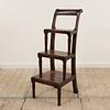 Mahogany 3 Step Brown Leather inset Library Steps 